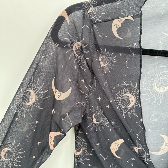 ROMWE Hippie galaxy front tie woman bohemian witchy sheer fairy top one size - Picture 3 of 8